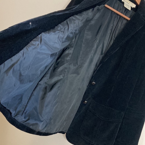 Vintage Blazer Womens Medium Black Cotton Corduroy Jacket Retro 80s Academia - Picture 11 of 15